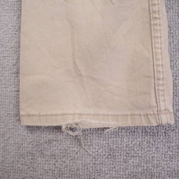 Levi's 513 Slim Straight Denim Stretch Jeans Distressed Cream Size 33x32 - Picture 14 of 16